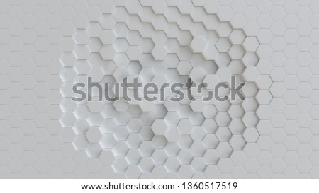 Hexagonal white background texture. 3d illustration, 3d rendering