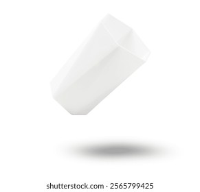 Hexagonal white plastic cup isolated on white background