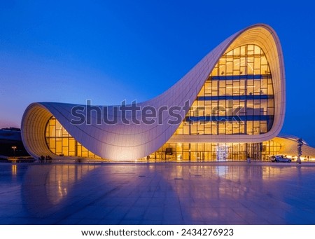 Heydar Aliyev Center in blue 