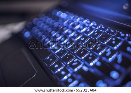 Hi tech computer keyboard backlit