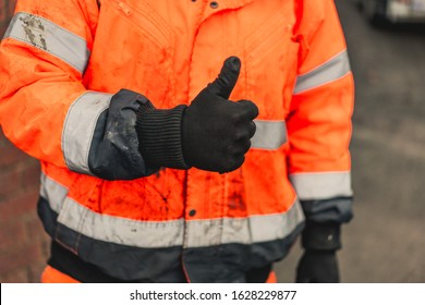 Hi Vis Thumbs Up Wearing Gloves Happy Worker