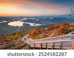 Hiawassee, Georgia, USA landscape with Chatuge Lake in autumn at dusk.