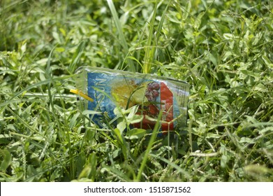 Hiawatha Kansas, United States, September 26, 2019: A Capri Sun Empty Drink Littered On The Ground. Loitering, Bad For The Environment, Thrown In Someone’s Lawn.