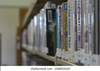 Hiawatha, Kansas,United States, September 9, 2019: Bookshelf In A Library.