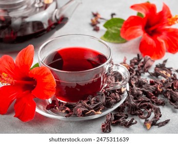 Hibiscus tea, flower and dry blossom  - Powered by Shutterstock