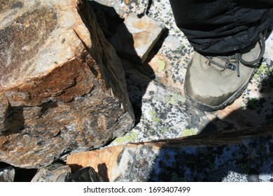 Hicking Boots And Rocks Details