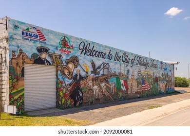 Hidalgo, Texas, USA - September 11, 2021: Mural Welcoming  Visitors To The City Of Hidalgo