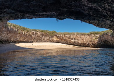 Hidden beach in the Marietas Islands at the mexican Pacific