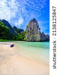 Hidden beach in Matinloc Island, El Nido, Palawan, Philippines - Paradise lagoon and beach in tropical scenery