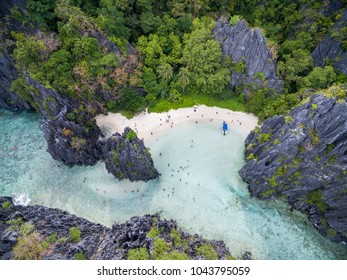 Hidden Beach in Matinloc Island in El Nido, Palawan, Philippines. Tour C route and Sightseeing Place.