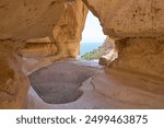 The hidden dry pool named window in the Ein Gedi nature reserve. The Dead sea seen from the window. The most spectacular view the nature reserve offers. Hiking area. 