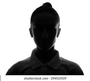 Hidden face. female silhouette.studio shot. isolated on white