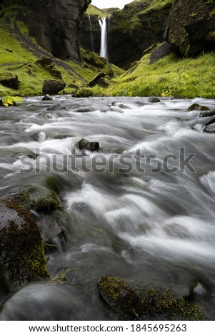 Hidden Kvernufoss waterfall in south Iceland