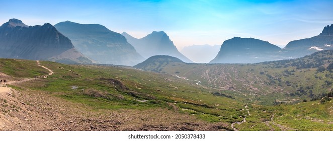 Hidden Lake Train Meadow Views At Logan Pass, Glacier National Park, Montana