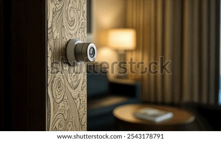 Hidden Small Security Camera Attached to Wall in a Luxury Hotel Room Background