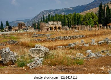 Hierapolis - an ancient city located on the slope of the Cökelez mountain, above the Pamukkale limestone terraces, approx. 15 km from Denizli in south-western Turkey (Anatolia) - Shutterstock ID 1262417116