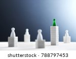 Hierarchy, power, management and leadership concept. Being unique and the best. Dominance, victory and winning challenge. Beat competitors. One different on better, higher level. Negative copy space.