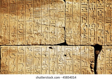 Egyptian Hieroglyphics On Golden Background Stock Photo (Edit Now ...