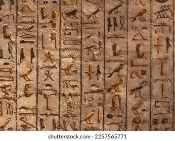 hieroglyphs from Tom of Ramses III . Valley of the Kings . Luxor .Egypt . - Shutterstock ID 2257565771