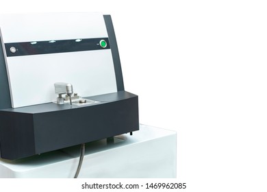 High Accuracy Spectrometer Machine For Chemical Composition Of Metal Check And Analysis By Separate And Measuring Wave Range After Spark Isolated On White + Clipping Path & Copy Space