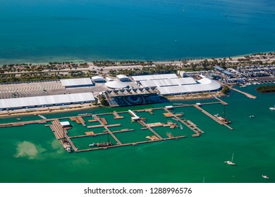 High Altitude Aerial Shot Of The Abandoned Miami Marine Stadium