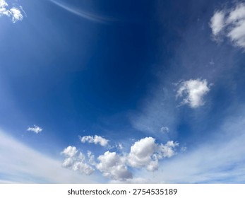 High altitude cloud formations drifting across soft blue sky creating natural atmospheric texture