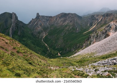 High Altitude Mountain Landscape Under Blue Sky