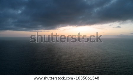 High altitude sunset, oceanscape, and cloudscape in Carlsbad in north county San Diego southern California