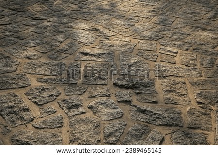 High angle and afternoon view of sunlight and shadow on stone floor at Deoksugung Palace of Jeong-dong near Jung-gu, Seoul, South Korea
