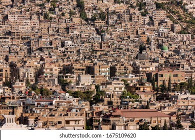 High angle cityscape view of Damascus, Syria before the start of the civil war
