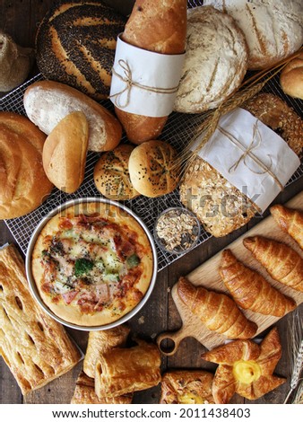 high angle europian breads in rustic style