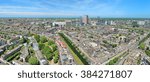 High angle panoramic view of The Hague, Netherlands 