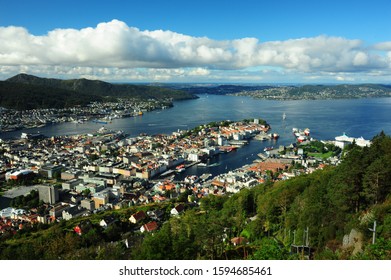 High angle shot of the city, Bergen, Norway - Shutterstock ID 1594685461