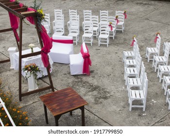 A High Angle Shot Of An Empty Wedding Venue