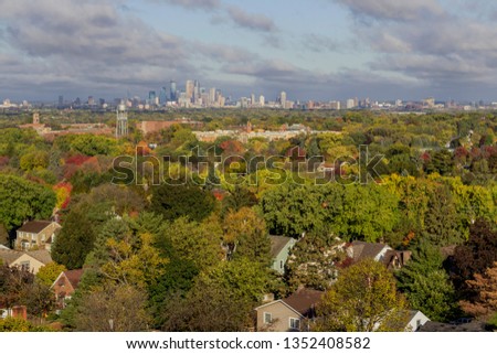 A High Angle Shot of Fall Colors in Minneapolis on a Cloudy Day