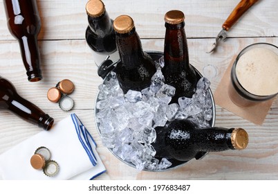 Cold Beers in Bucket Royalty-Free Stock Photo