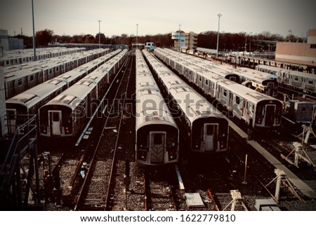 A high angle shot of the train station at daytime