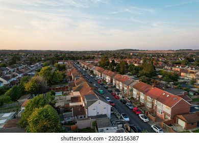 High Angle Sunset View over British Residential Homes