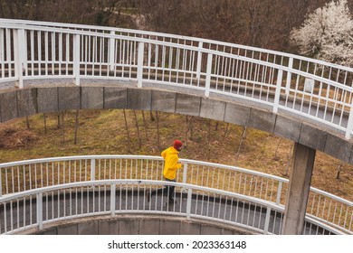 High Angle View Of An Active Man Going For A Morning Run As Part Of Daily Workout Routine