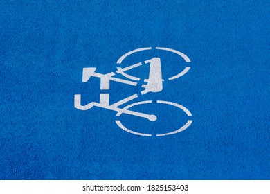 High Angle View Of Bicycle Sign On Bike Path