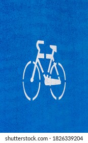 High Angle View Of Bicycle Sign On Bike Path