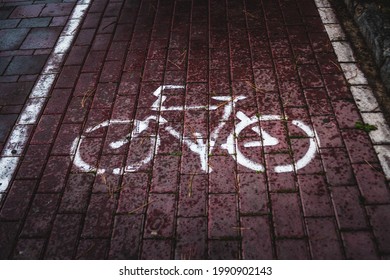 High Angle View Of Bicycle Sign