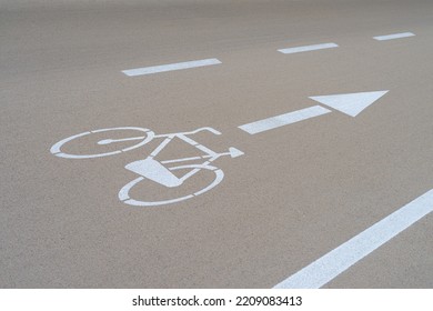 High Angle View Of Bicycle Sign On Bike Path