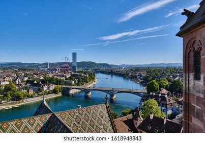 High Angle View of Bridge Over River In City Against Sky