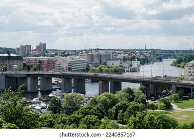 High angle view of bridge over river against sky