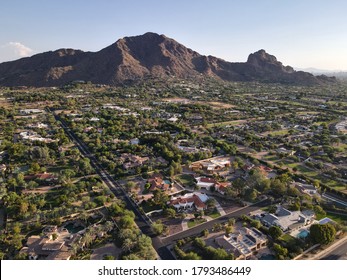 High angle view of Camelback Mountain, located in Phoenix and near Scottsdale,Arizona,USA