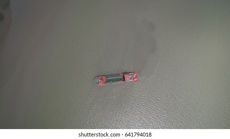 High angle view of cargo ship Thailand