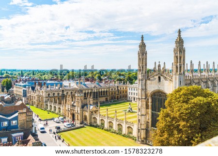 High angle view of the city of Cambridge, United Kingdom.
