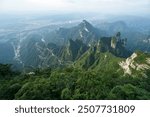 High angle view of the dangerous 99 curves at the Tongtian Road to Tianmen Mountain, The Heaven