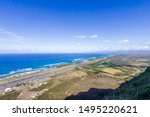 High angle view of Dillingham air field on the north shore of Oahu Hawaii